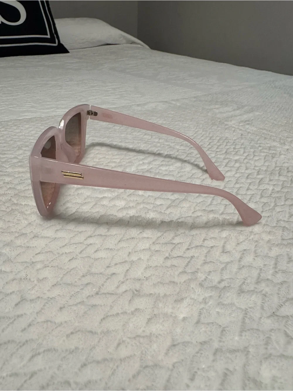 Translucent Pink Women's Fashion Sunglasses with Gold Accent